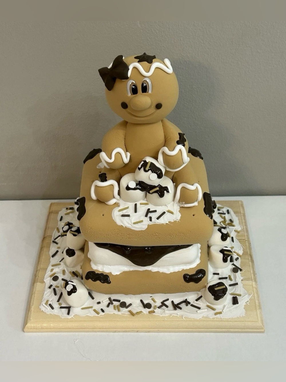 Whimsical Fake Gingerbread S’mores Display Table Accent Handmade